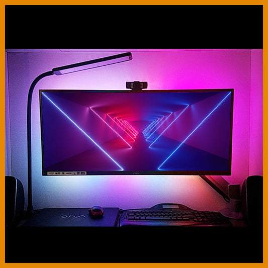 Ambient monitor backlight system behind screen
