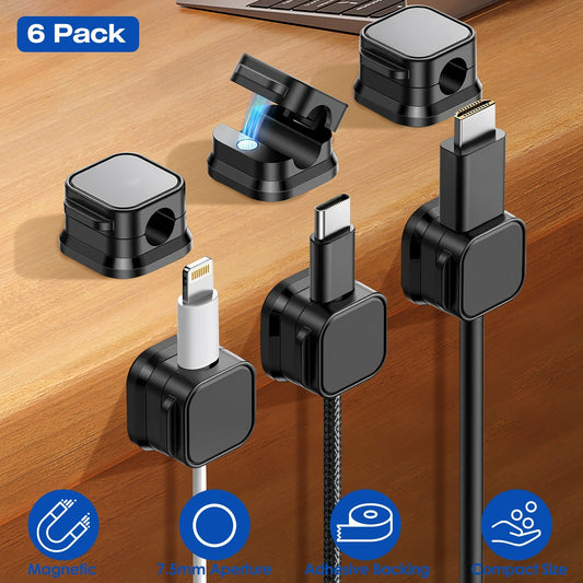 Magnetic cable clips for desk cable management