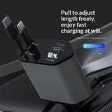 Car charger size comparison with hand