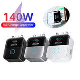140W Auto Disconnect Full Charge Splitter Type-C Smart Charging Separator Digital Display 140W PD Fast Charging Adapter